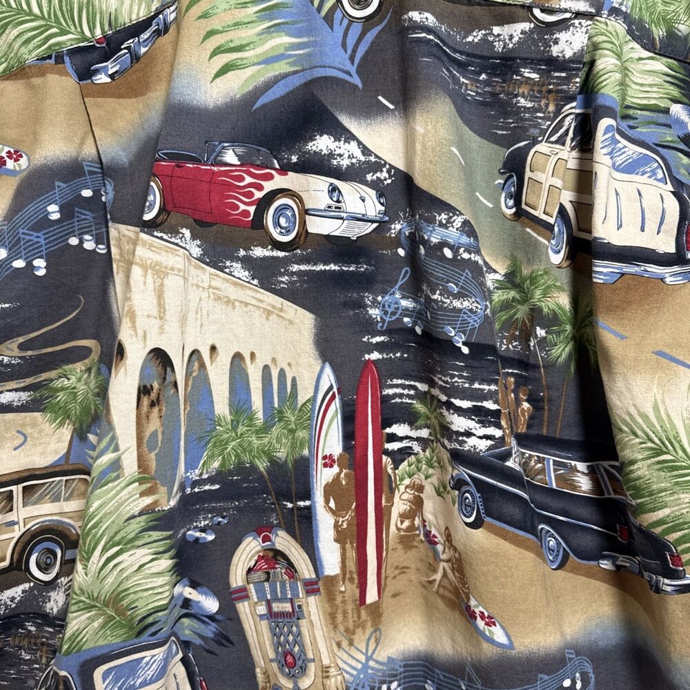Go Barefoot Hawaiian‎ Shirt Mens XL Woody Car Jukebox Beach Aloha Short Sleeve - Picture 3 of 10